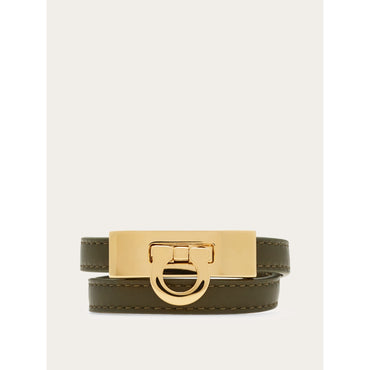 Gancini Double Twist Bracelet (16Cm) - Ladies - Olive Green