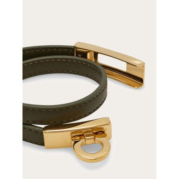 Gancini Double Twist Bracelet (16Cm) - Ladies - Olive Green