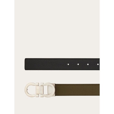 Reversible And Adjustable Gancini Belt - Men - Olive Green/Black
