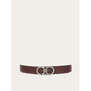 Reversible And Adjustable Gancini Belt - Men - Oxblood/Testa Di Moro