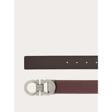 Reversible And Adjustable Gancini Belt - Men - Oxblood/Testa Di Moro