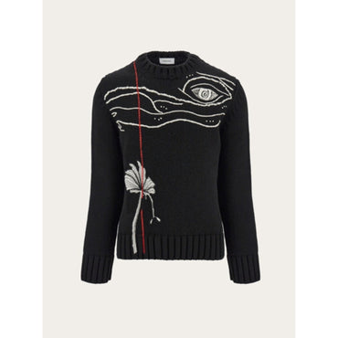 Sweater With Embroidery Detail - Ladies - Black