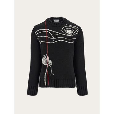 Sweater With Embroidery Detail - Ladies - Black