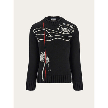 Sweater With Embroidery Detail - Ladies - Black