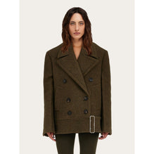 Double Wool And Cashmere Peacoat - Ladies - Olive Green
