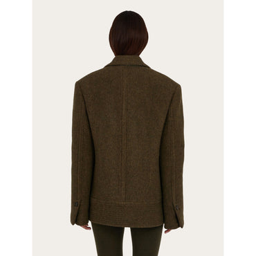 Double Wool And Cashmere Peacoat - Ladies - Olive Green