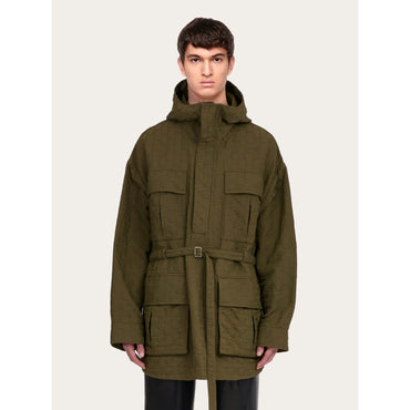 Ferragamo Monogram Parka - Men - Olive Green