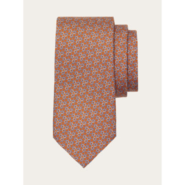 Zefiro Print Silk Tie - Men - Orange