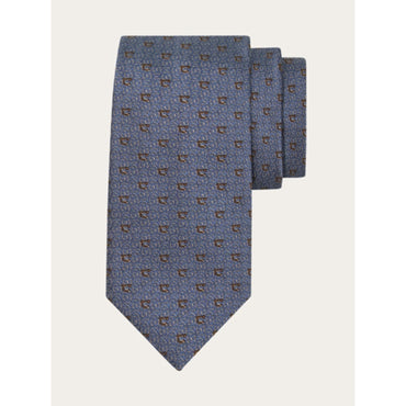 Gancini Jacquard Tie - Men - Light Blue