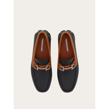 Gancini Ornament Driver - Men - Black/Natural Nude