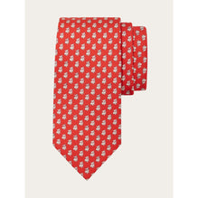 Bulldog Print Silk Tie - Men - Red