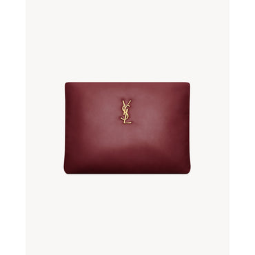 YSL LARGE POUCH W_AGNEAU PLONG - DARK BORDEAUX