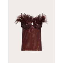 Organza Top With Feather Embellishment - Ladies - Oxblood