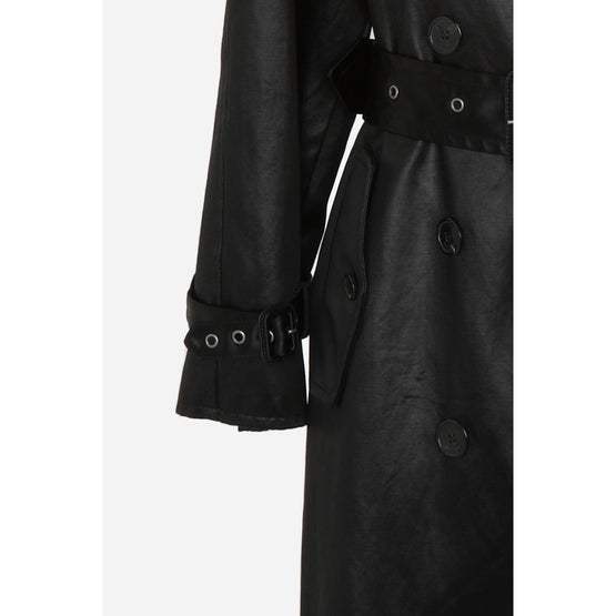 Trench Coat In Satin Chintze Lave - Black