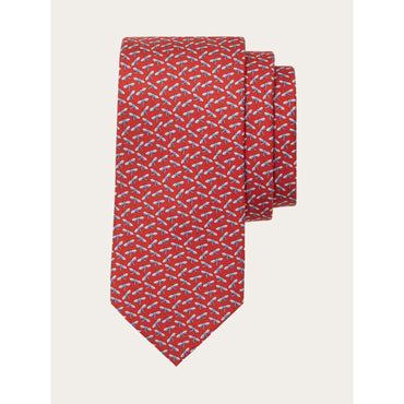 Dragonfly Print Silk Tie - Men - Red