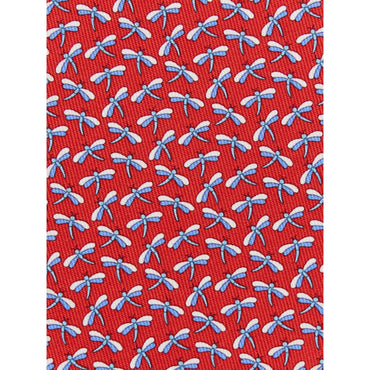 Dragonfly Print Silk Tie - Men - Red