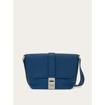 Messenger Bag With Gancini Buckle (S) - Men - Teal Blue