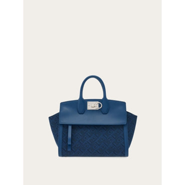 Ferragamo Monogram Studio Soft Bag (M) - Ladies - Teal Blue