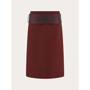 Belted Skirt - Ladies - Bordeaux