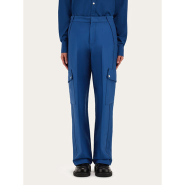 Viscose Cargo Pants - Men - Teal Blue