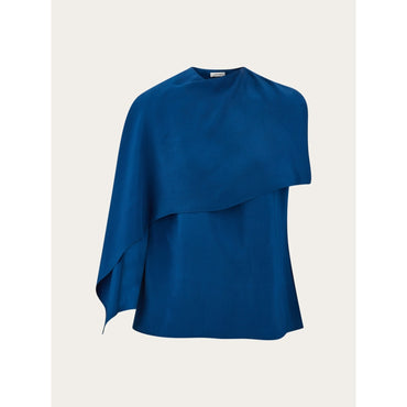 Viscose Top With Cape Detail - Ladies - Teal Blue