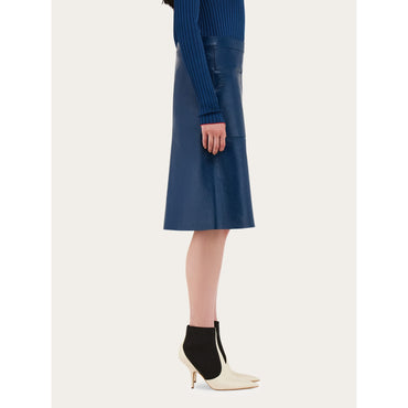 Leather Skirt - Ladies - Teal Blue