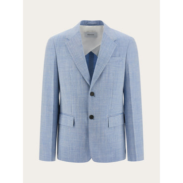 Single Breasted Blazer - Men - Denim/White
