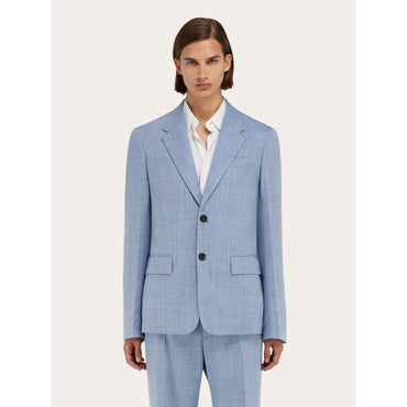 Single Breasted Blazer - Men - Denim/White