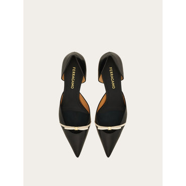 Mini Bow Mid Heel Pump - Ladies - Black