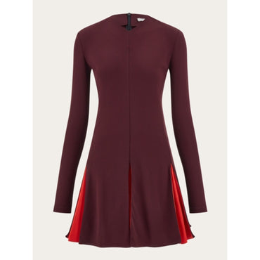 Colors Block Skater Dress - Ladies - Oxblood