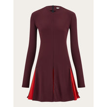 Colors Block Skater Dress - Ladies - Oxblood