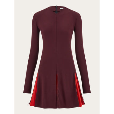 Colors Block Skater Dress - Ladies - Oxblood