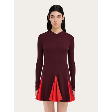 Colors Block Skater Dress - Ladies - Oxblood