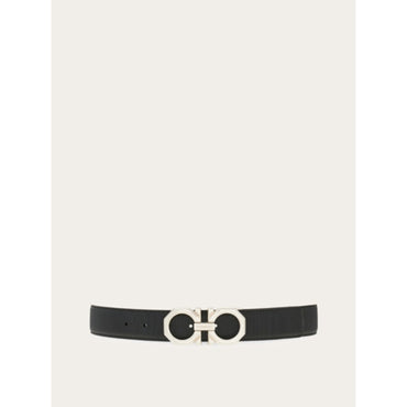 Reversible And Adjustable Gancini Belt - Men - Black/Olive Green