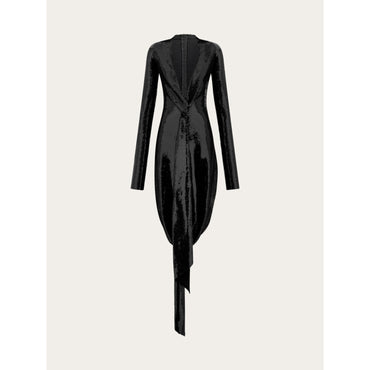Sequin Dress With Knot Detail - Ladies - Black