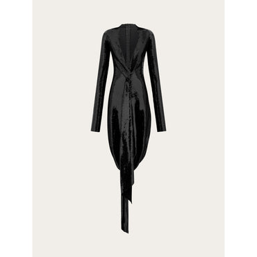 Sequin Dress With Knot Detail - Ladies - Black