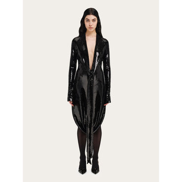 Sequin Dress With Knot Detail - Ladies - Black