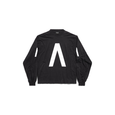 Long Sleeve Medium Fit T-Shirt - Faded Black/White