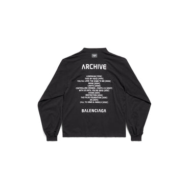 Long Sleeve Medium Fit T-Shirt - Faded Black/White
