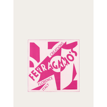 Logo Print Silk Scarf - 100% Silk - Cotton Candy/Fuchsia