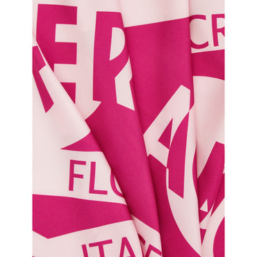 Logo Print Silk Scarf - 100% Silk - Cotton Candy/Fuchsia