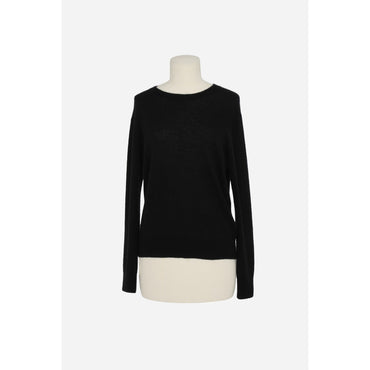 Pull Round Collar Cachemire Soie - Noir