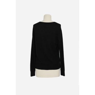 Pull Round Collar Cachemire Soie - Noir
