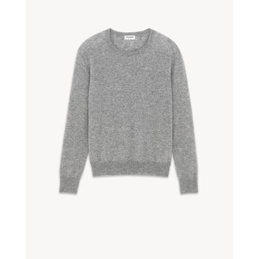 PULL COL ROND CACHEMIRE SOIE G - GRIS CHINE