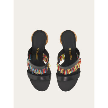 Fringed Sandal - Ladies - Black