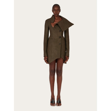 Sculptural Cut Coat - Ladies - Olive Green