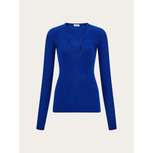 Top With Rippled Neckline - Ladies - Klein Blue