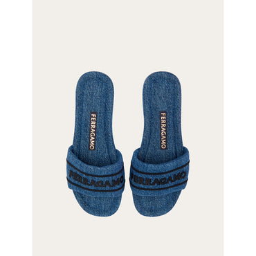 Ferragamo Logo Slide - Ladies - Denim