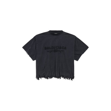 S/S Cropped T-Shirt - Faded Washed Black