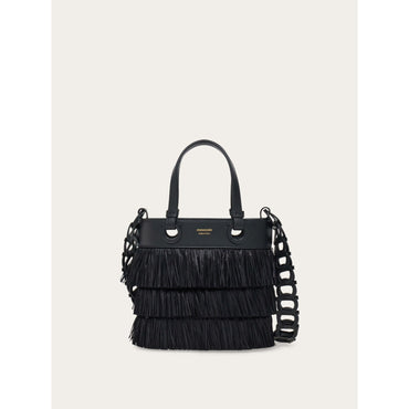 Fringed Tote Bag - Ladies - Black